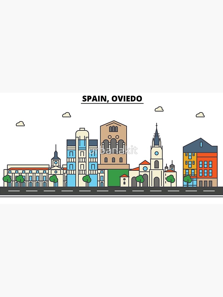 Oviedo Spain Coordinates Black & White World City Travel Quote Poster Print 