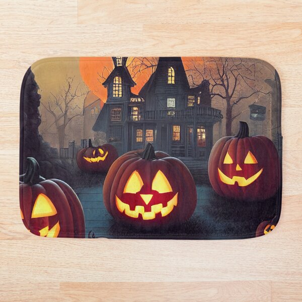 Item preview, Smiling Pumpkins with  Haunted Houses Sticker designed and sold by TheCreativeFab.