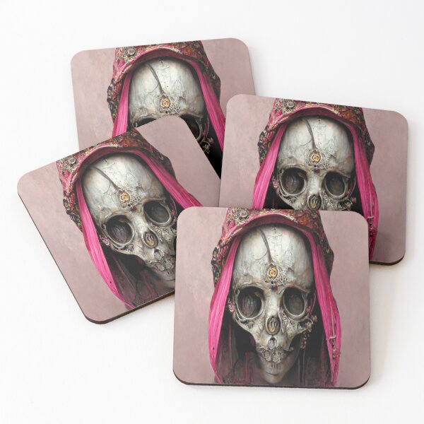 Item preview,  Steampunk skull in pink hood, skull for woman designed and sold by Anna-Kik.