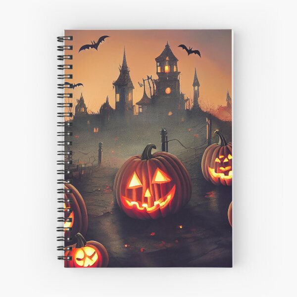 Item preview, Calabazas de Halloween con una casa embrujada Pegatina designed and sold by TheCreativeFab.