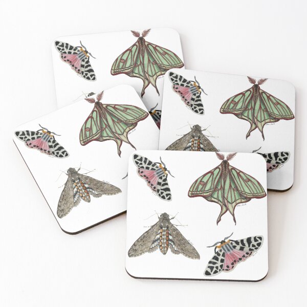 Item preview, Set of moths in watercolor, Isabelina, Arctia caja, manduca brasiliensis designed and sold by Malu-Iriarte.