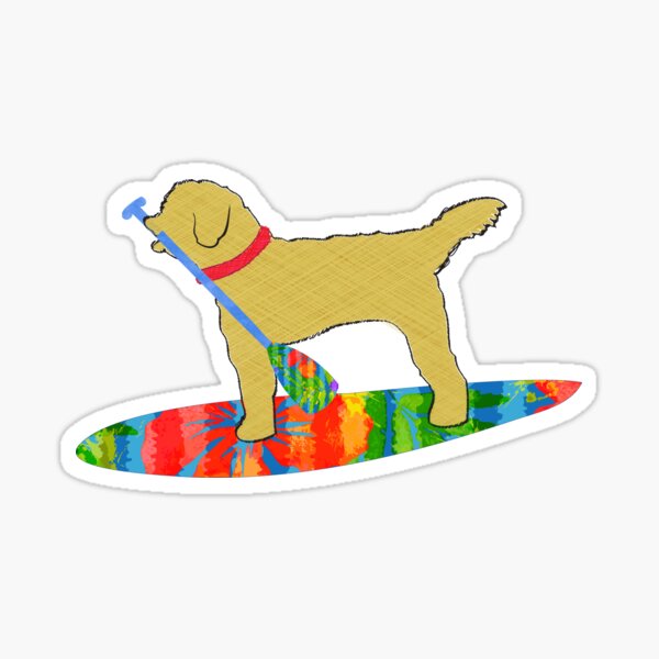 Item preview, Colorful Stand Up Paddle Board Goldendoodle Dog designed and sold by emrdesigns.