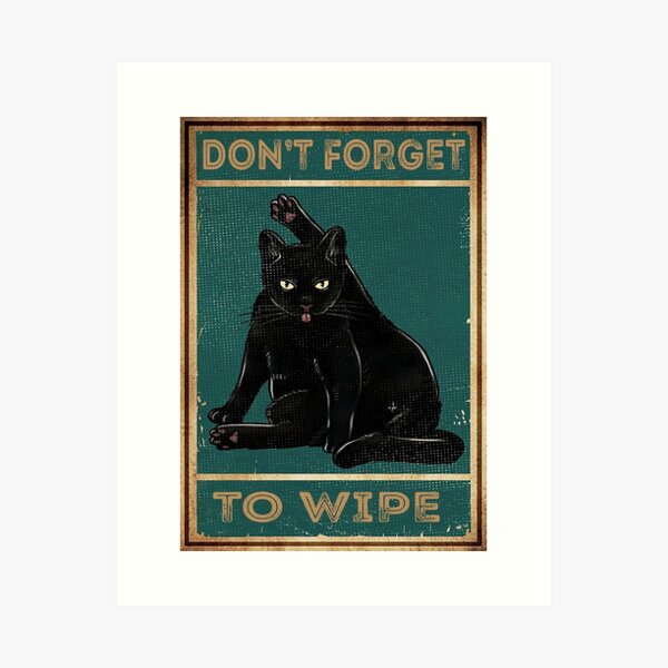Aperçu de l'œuvre Chat noir vintage n'oubliez pas d'essuyer créée et vendue par gold61.