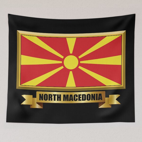 Item preview, NORTH MACEDONIA Flag Gifts, Masks, Stickers & Products (N) designed and sold by mpodger.