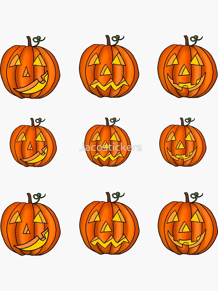 Jack O Lantern Orange Pumpkin Halloween Cartoon Pack Sticker For Sale