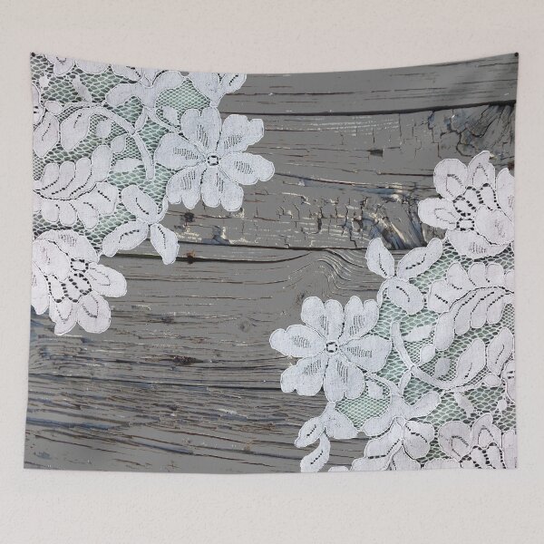 Item preview, Primitive bohemian chic rustic grey barn wood lace  designed and sold by LEILA ART SPACE.