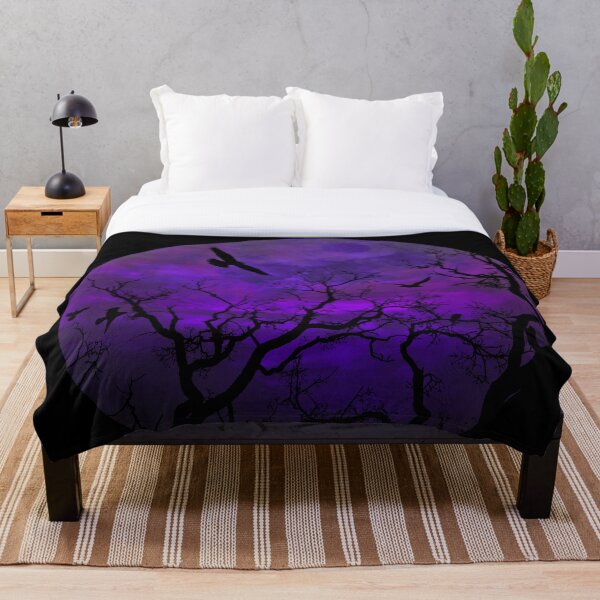 Purple Gothic Moon Throw Blanket
