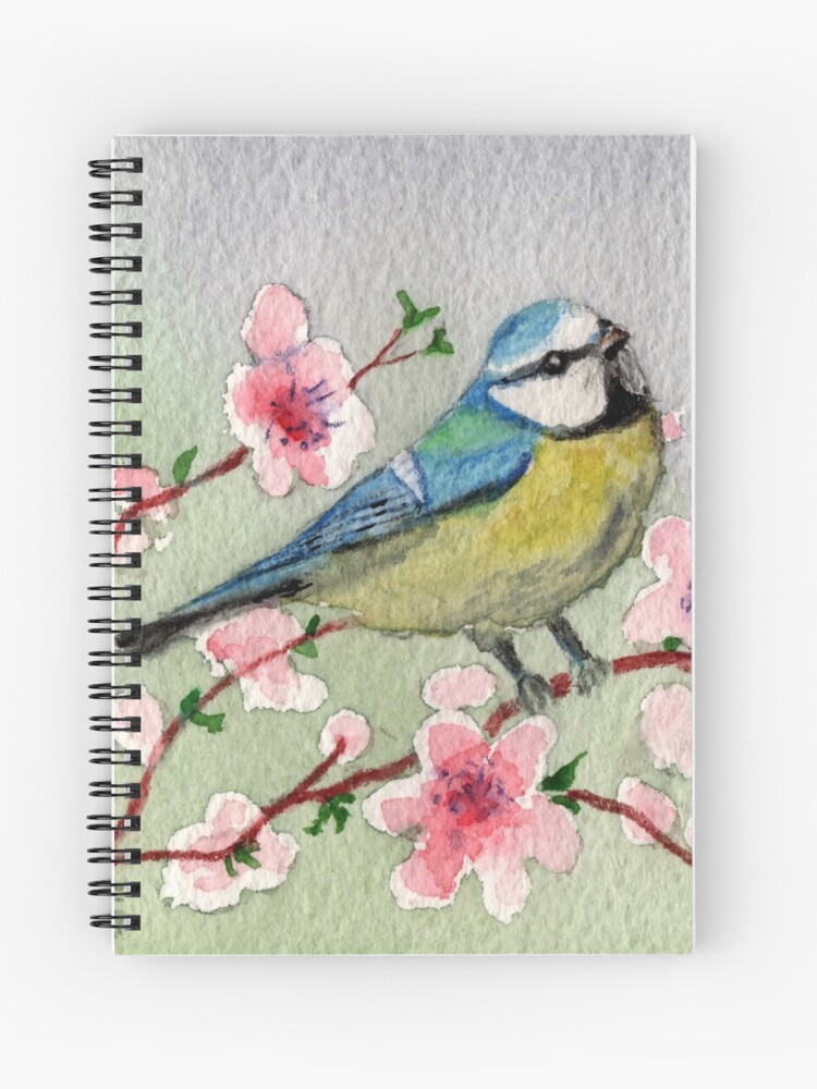 Cuaderno de espiral «Pájaro azul en el árbol de flor de cerezo» de  JoieDesigns | Redbubble