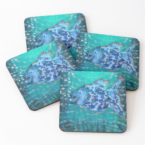 Item preview, Submarino - Peces - Técnica Mixta Azul-Verde designed and sold by kikidu21.