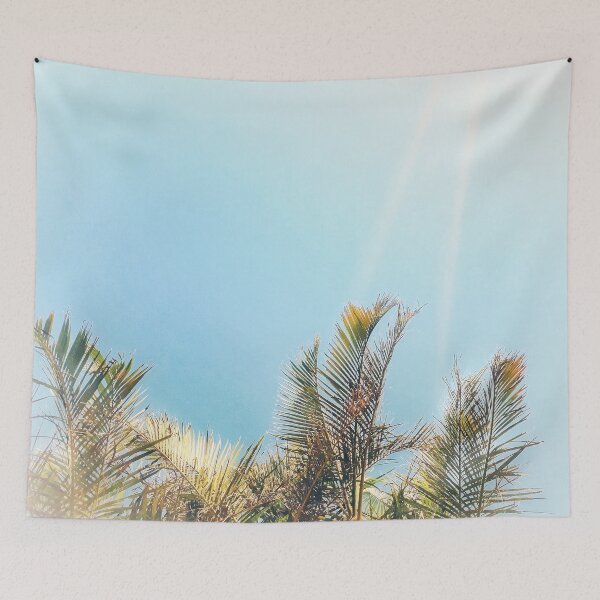 Item preview, Tropical Theme Palm Fronds and Baby Blue Sky with Sun Streaks Tropicalcore designed and sold by Beachy.