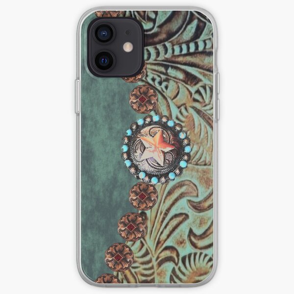 Rustic cowboy cowgirl western country green teal iPhone Soft Case