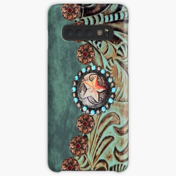 Rustic cowboy cowgirl western country green teal leather Samsung Galaxy Snap Case