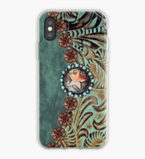 Vinilo o funda para iPhone Vaquero rústico cowgirl país occidental verde azulado cuero