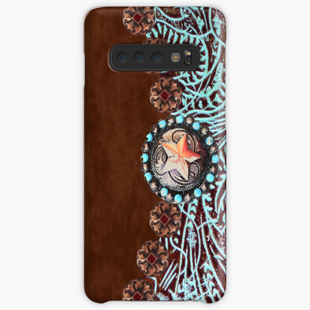 Primitive cowboy cowgirl western country brown turquoise leather Case & Skin for Samsung Galaxy