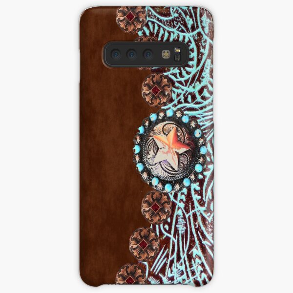 Primitive cowboy cowgirl western country brown turquoise leather Samsung Galaxy Snap Case
