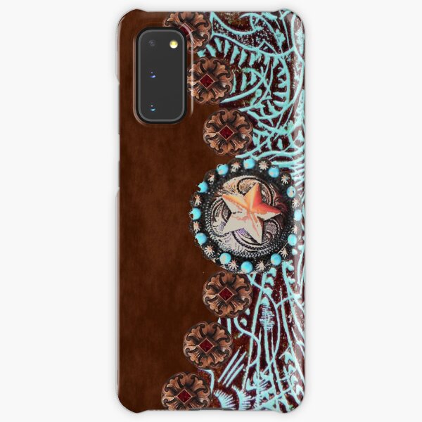 Primitive cowboy cowgirl western country brown turquoise leather Samsung Galaxy Snap Case