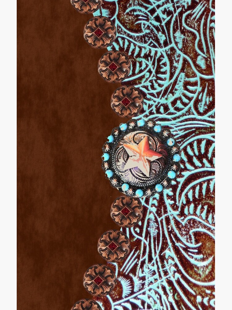 Primitive cowboy cowgirl western country brown turquoise leather by lfang77