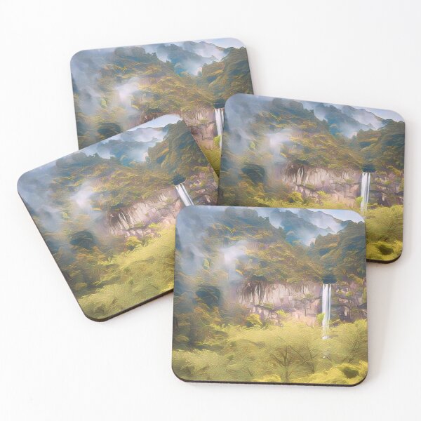 Item preview, Calm Nature Kumano Zen Waterfalls Japan Magic Art Print - Cartoon designed and sold by XIX361ART.