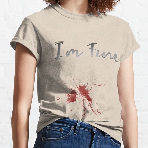 I'm Fine Bloody Blood Stain Graphic Long Sleeve T-Shirt