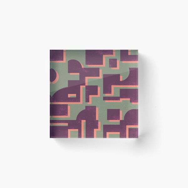 Space Age Mid Century Abstract Art Print Purple/Sage V2E Acrylic Block