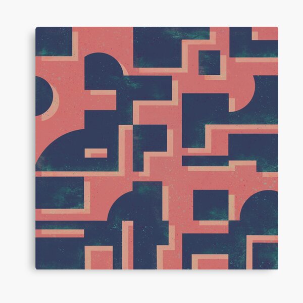 Space Age Mid Century Abstract Art Print Indigo/Pink V2F Canvas Print