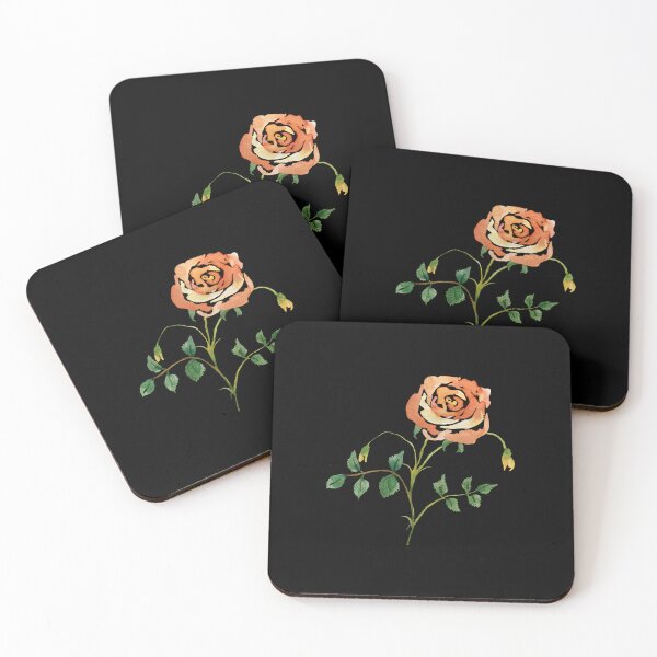 Item preview, Watercolor rose illustration on black background  designed and sold by Yana Mustafina | Boho Soulful Designs.