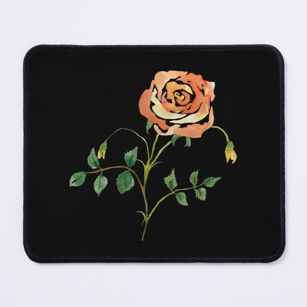 Item preview, Watercolor rose illustration on black background designed and sold by Yana Mustafina | Boho Soulful Designs.