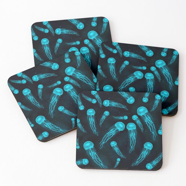 Item preview, Blue jellyfish in deep ocean creatures bioluminescent designed and sold by Deep Blue Ocean.