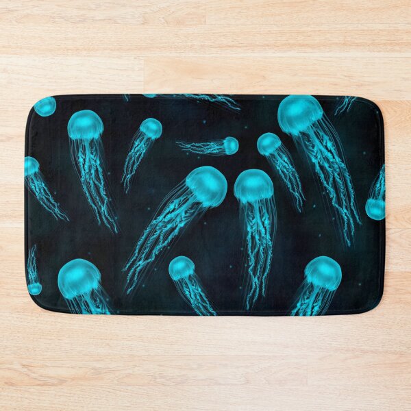 Item preview, Blue jellyfish in deep ocean creatures bioluminescent designed and sold by Deep Blue Ocean.