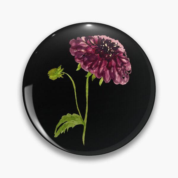 Item preview,  Watercolor dahlia illustration on black background  designed and sold by Yana Mustafina | Boho Soulful Designs.