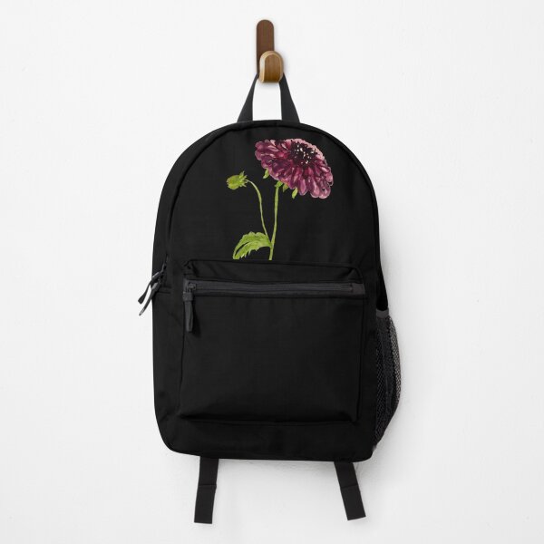Item preview, Watercolor dahlia illustration on black background designed and sold by Yana Mustafina | Boho Soulful Designs.