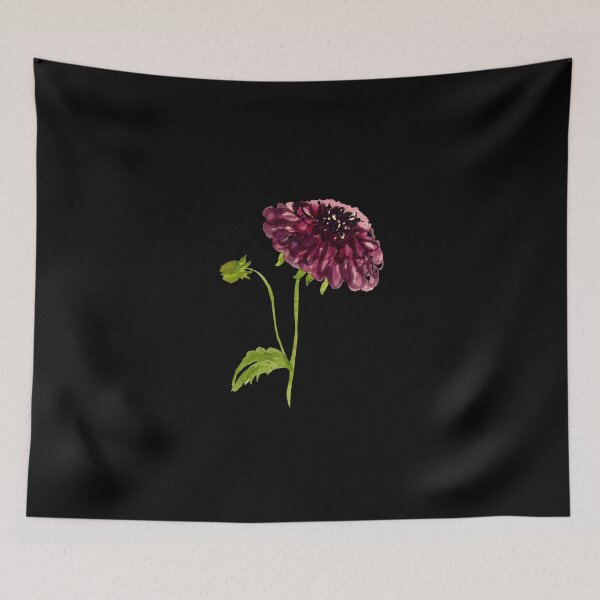 Item preview,  Watercolor dahlia illustration on black background  designed and sold by Yana Mustafina | Boho Soulful Designs.