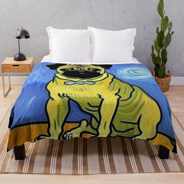Item preview, Pug on Blue Van Gogh Style Background designed and sold by pugmom4.