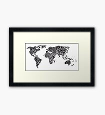 World Map in a parallel universe Framed Print