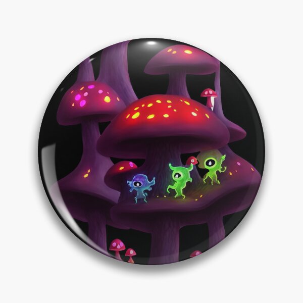 Item preview, Little glowing multicoloured monsters dancing on glowing toadstools designed and sold by BrachiaST.