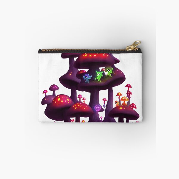 Item preview, Little glowing multicoloured monsters dancing on glowing toadstools designed and sold by BrachiaST.