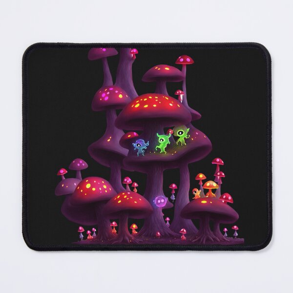 Item preview, Little glowing multicoloured monsters dancing on glowing toadstools designed and sold by BrachiaST.