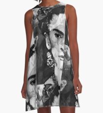 Black And White Frida Kahlo by Sharon Cummings A-Line Dress