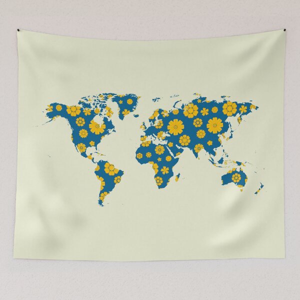 Item preview, Vintage floral world map designed and sold by AlbertoRuiZ.