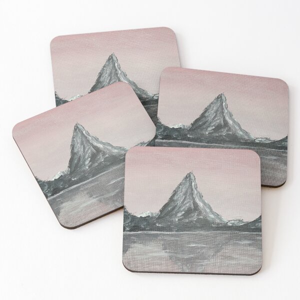 Item preview, Pink sky grey mountain landscape designed and sold by WorldOfWendyArt.
