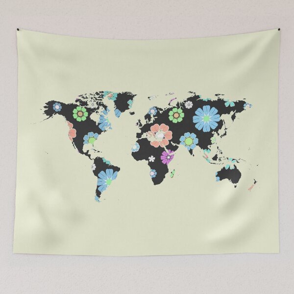 Item preview, floral world map designed and sold by AlbertoRuiZ.