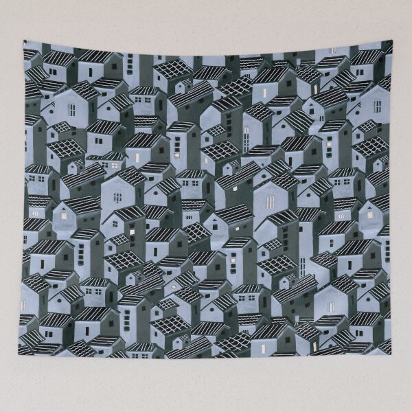 Item preview, That town in the middle of nowhere - Town at night Pattern designed and sold by TheMirwoForest.