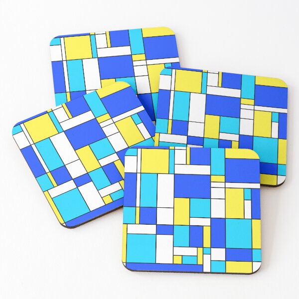 Item preview, Not Mondrian II - Geometric Abstract in Blue, Yellow and Aqua designed and sold by MellowCat.