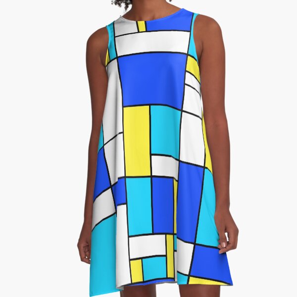 Item preview, Not Mondrian II - Geometric Abstract in Blue, Yellow and Aqua designed and sold by MellowCat.