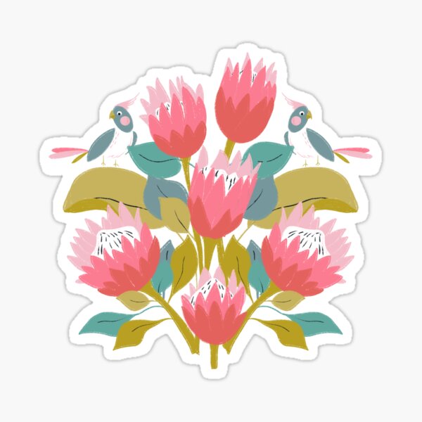 Protea and canary bird Sticker