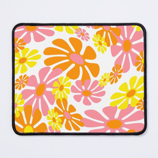 Item preview, 60's Retro Liquid Flowers in Orange, Yellow and Pink designed and sold by MellowCat.