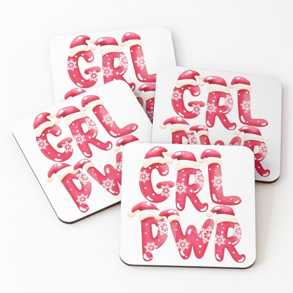 Item preview, GRL PWR HOLIDAY BUBBLE TEXT  | GRLPWR CHRISTMAS FONT w/ SNOWFLAKES & SANTA HATS | GIRL POWER QUOTE GRAPHIC designed and sold by Festive Feminist.