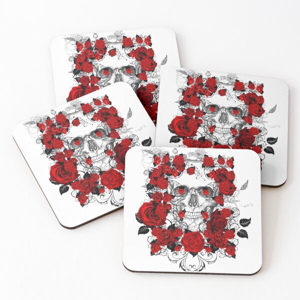 Item preview, Skull with red roses tattoo designed and sold by Fitandstylish.