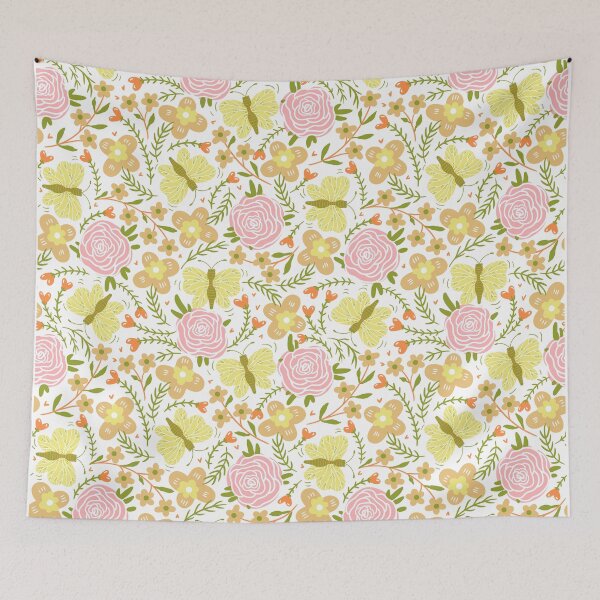 Item preview, bright summer pink rose with a flock of butterflies in the flower garden designed and sold by shirtmate.