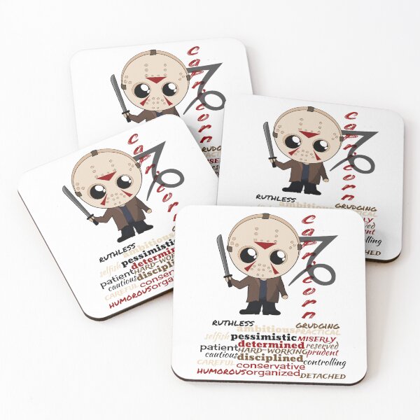 Item preview, Capricorn Zodiac Horror Monster- funny, cute, december, january, sign, horoscope, creepy, thriller, movie, film, traits, machete, hockey, mask, camp, scary, killers, fiction, kawaii, chibi designed and sold by Bruh-llc.